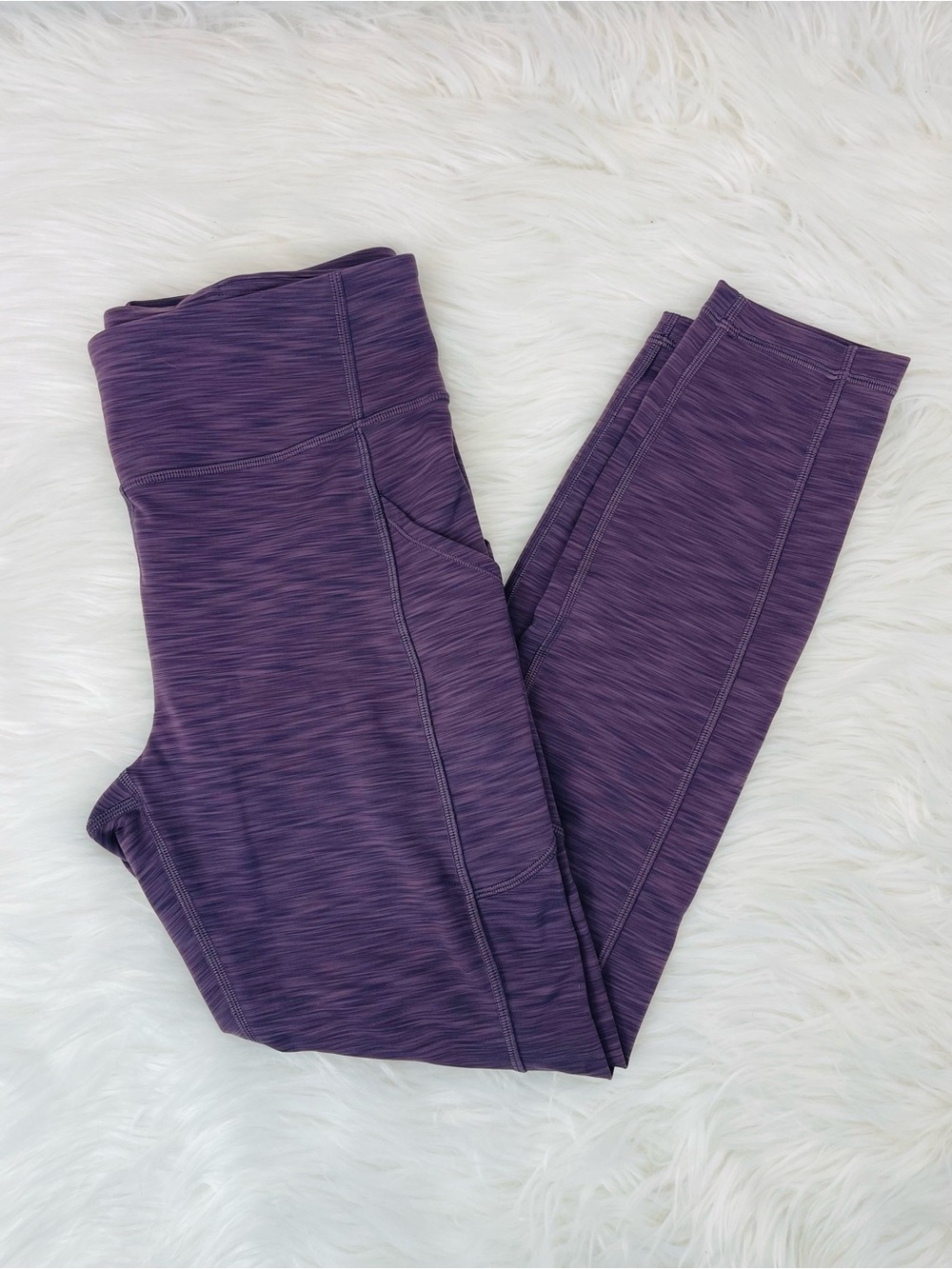 Lululemon Athletica Heathered Purple Leggings w/Pockets, Sz 8